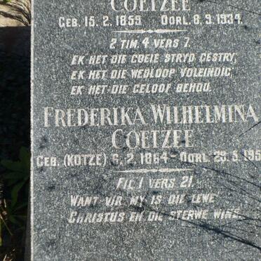 COETZEE Nicolaas Jacobus 1859-1934 &amp; Frederika Wilhelmina KOTZE 1864-1950
