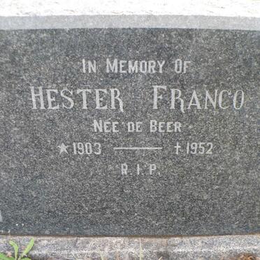 FRANCO Hester nee DE BEER 1903-1952