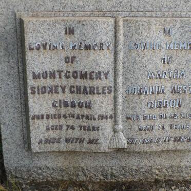 GIBBON Montgomery Sidney Charles -1944 &amp; Martha Johanna Hester -1967