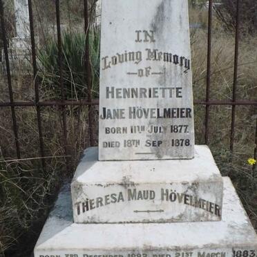 HÖVELMEIER Hennriette Jane 1877-1878 :: HÖVELMEIER Theresa Maud 1882-1883 :: HÖVELMEIER Gerhard 1894-1902-1