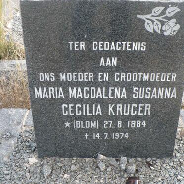 KRUGER Maria Magdalena Susanna Cecilia nee BLOM 1884-1974