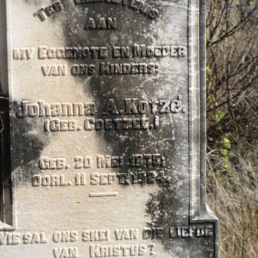 KOTZÉ Johanna A. nee COETZEE 1875-1924
