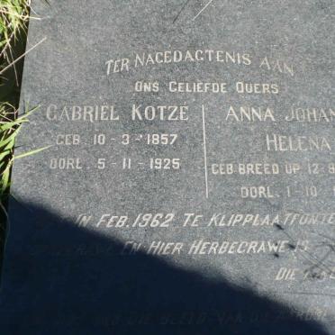 KOTZÉ Gabriël 1857-1925 &amp; Anna Johanna Helena BREED 1862-1932