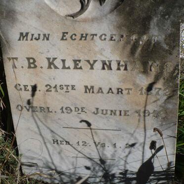 KLEYNHANS T.B. 1872-1916
