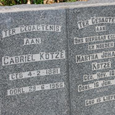 KOTZE Gabriel 1881-1956 &amp; Martha Johanna 1881-1936