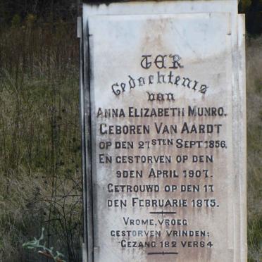 MUNRO Anna Elizabeth nee VAN AARDT 1856-1907