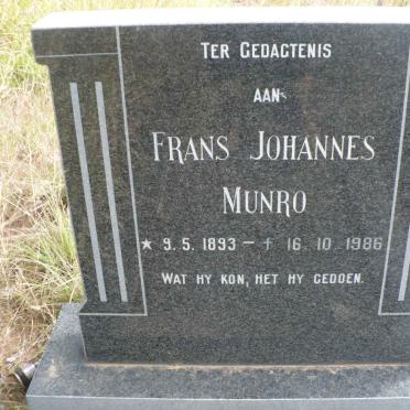 MUNRO Frans Johannes 1893-1986