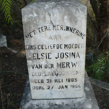 MERWE Elsie Josina, van der nee LABUSCHAGNE 1885-1966