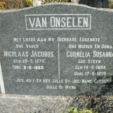 ONSELEN Nicolaas Jacobus, van 1878-1960 &amp; Cornelia Susanna STEYN 1884-1955