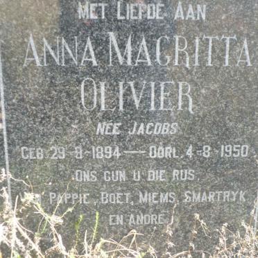 OLIVIER Anna Magritta nee JACOBS 1894-1950