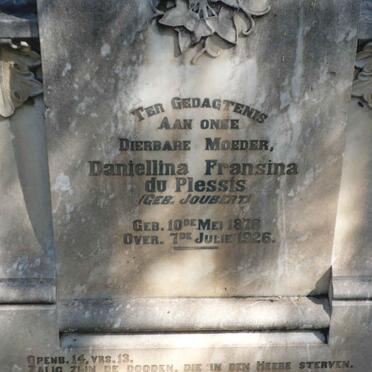 PLESSIS Daniellina Fransina, du nee JOUBERT 1878-1926