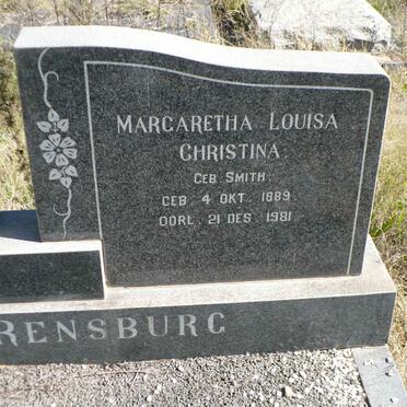 RENSBURG Nicolaas Johan, Jansen van 1885-1964 &amp; Margaretha Louisa Christina SMITH 1889-1981