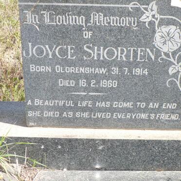 SHORTEN Joyce nee OLORENSHAW 1914-1960