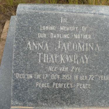 THACKWRAY Anna Jacomina nee VAN ZYL -1951