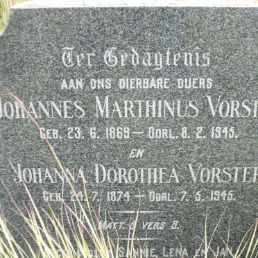 VORSTER Johannes Marthinus 1869-1945 &amp; Johanna Dorothea 1874-1945