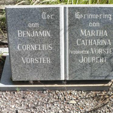 VORSTER Benjamin Cornelius &amp; Martha Catharina JOUBERT formerly VORSTER