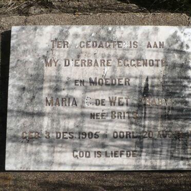 WET Maria C., de nee BRITS 1905-1948