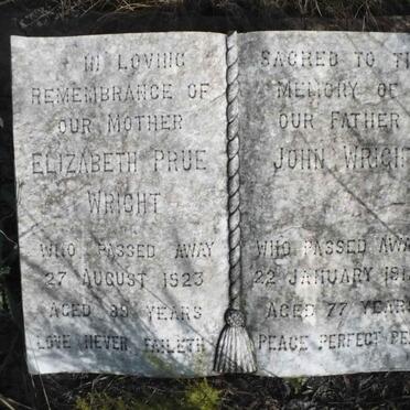 WRIGHT John -1912 &amp; Elizabeth Prue -1923