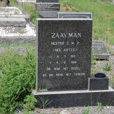 ZAAYMAN Hester C.M.P. nee KOTZE 1917-1994