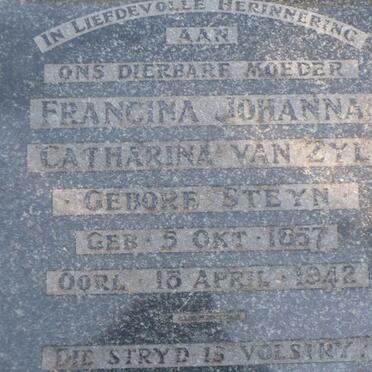 ZYL Francina Johanna Catharina, van nee STEYN 1857-1942