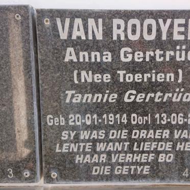 ROOYEN Anna Gertrud nee TOERIEN 1914-2004