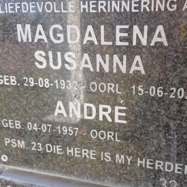 PIENAAR Magdalena Susanna 1932-2021 :: PIENAAR Andre 1957-