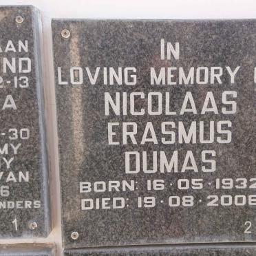 DUMAS Nicolaas Erasmus 1932-2006