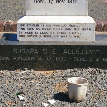 ADENDORFF Christoffel Gideon v. ZYL 1893-1951 &amp; Susara S.E. PIENAAR -1961