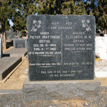 BOTHA Pieter Mattheus 1866-1966 &amp; Elizabeth M.M. 1870-1942