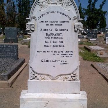 BARNARDT Adriana Salomina nee SCHOONEES 1904-1940