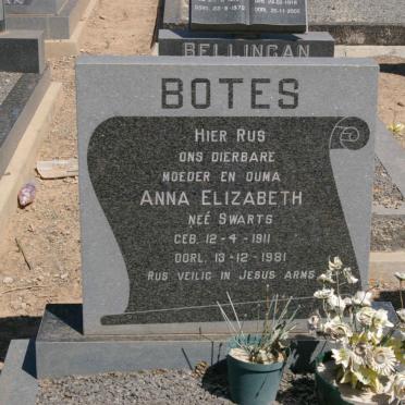 BOTES Anna Elizabeth nee SWARTS 1911-1981