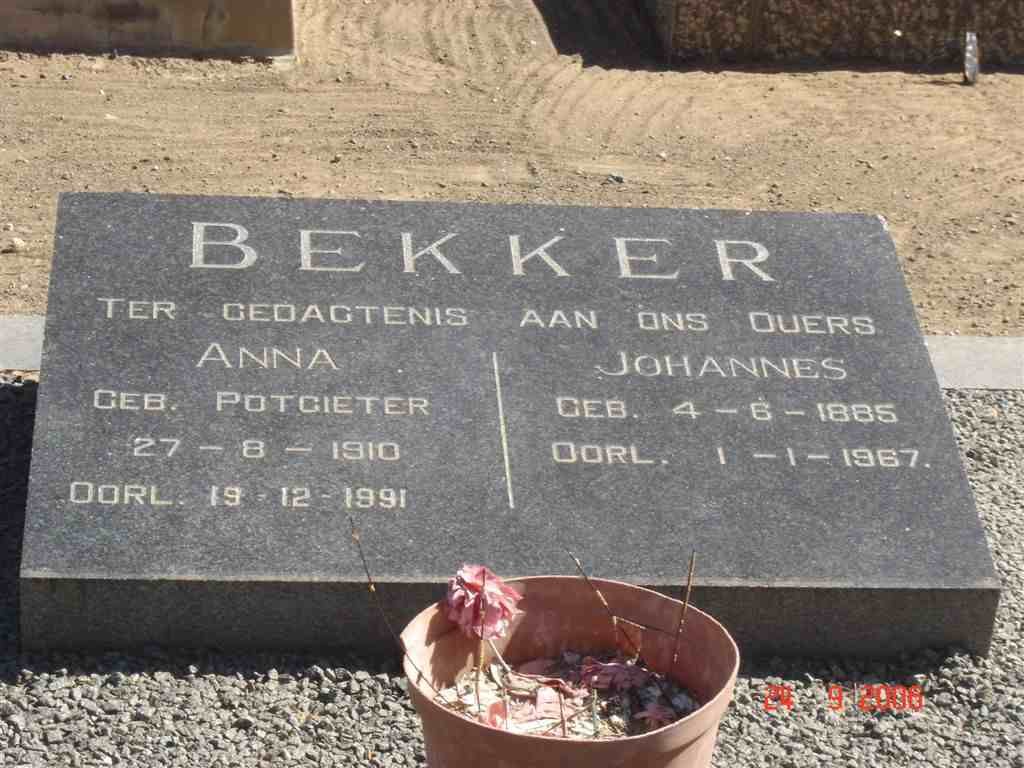 BEKKER Johannes 1885-1967 &amp; Anna POTGIETER 1910-1991