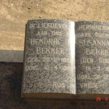 BEKKER Hendrik J. 1885-196? &amp; Susanna C. GOUWS 1881-1956