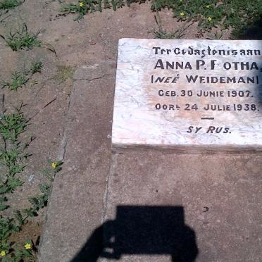 BOTHA Anna P.F. nee WEIDEMAN 1907-1938