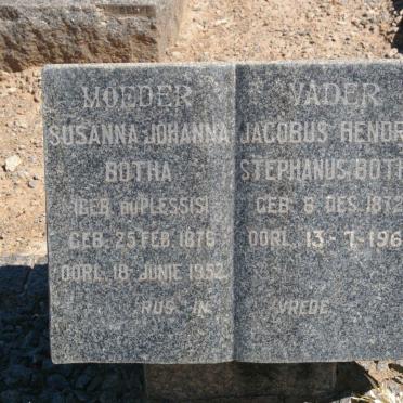 BOTHA Jacobus Hendrik Stephanus 1872-1960 &amp; Susanna Johanna DU PLESSIS 1876-1952