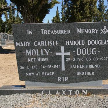 CLAXTON Harold Douglas 1918-1997 &amp; Mary Carlisle HUME 1912-1994