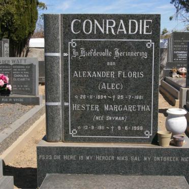 CONRADIE Alexander Floris 1894-1981 &amp; Hester Margaretha SNYMAN 1911-1998