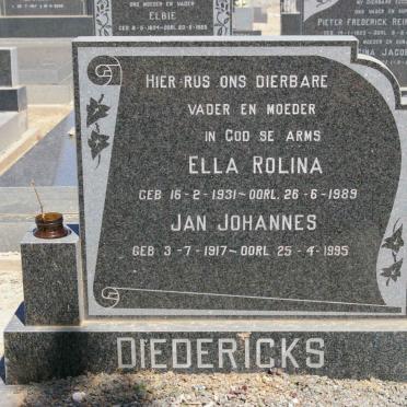 DIEDERICKS Jan Johannes 1917-1995 &amp; Ella Rolina 1931-1989