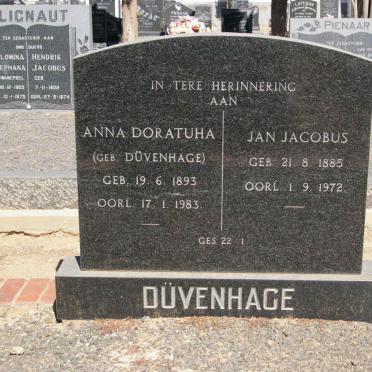 DUVENHAGE Jan Jacobus 1885-1972 &amp; Anna Doratuha DUVENHAGE 1893-1983