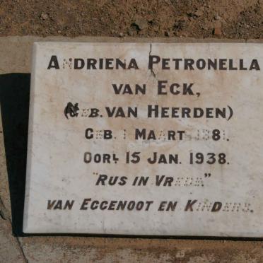 ECK Andriena Petronella, van nee VAN HEERDEN 1881-1938