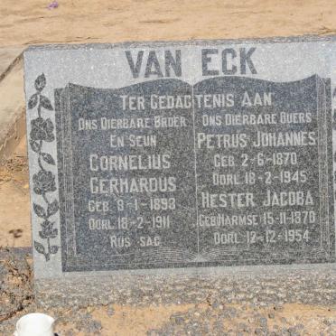 ECK Petrus Johannes, van 1870-1945 &amp; Hester Jacoba HARMSE 1870-1954 :: VAN ECK Cornelius Gerhardus 1893-1911