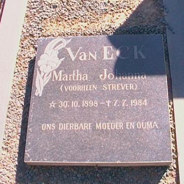 ECK Martha Johanna, van nee STREVER 1898-1984