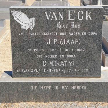 ECK J.P., van 1910-1987 &amp; C.M. VAN ZYL 1917-1989