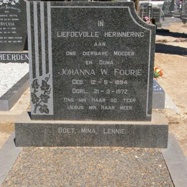 FOURIE Johanna W. 1894-1972