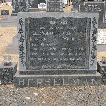 HERSELMAN Johan Carel Wilhelm 1881-1967 &amp; Elizabeth Margaretha ELSTADT 1886-1971