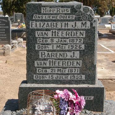 HEERDEN Barend J., van 1871-1953 &amp; Elizabeth J.M. 1872-1926