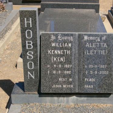 HOBSON William Kenneth 1927-1982 &amp; Aletta 1927-2002