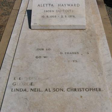 HAYWARD Aletta nee DU TOIT 1928-1978
