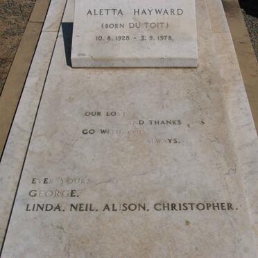 HAYWARD Aletta nee DU TOIT 1928-1978