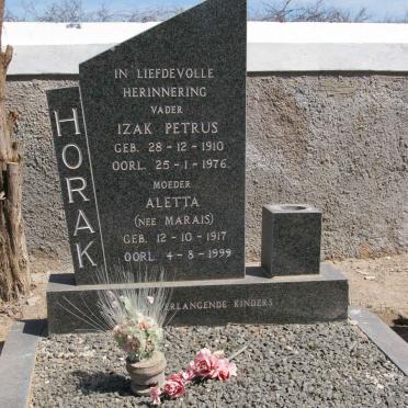 HORAK Izak Petrus 1910-1976 &amp; Aletta MARAIS 1917-1999